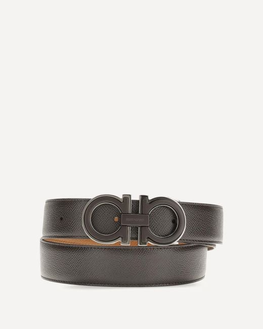 Ferragamo Gray Reversible And Adjustable Gancini Belt for men