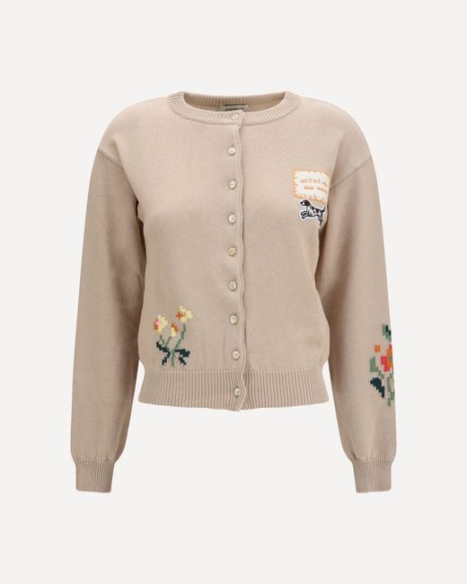 Weekend by Maxmara Natural Cotton Knit Cardigan With Intarsia