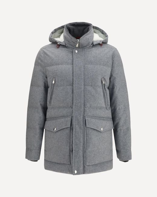 Brunello Cucinelli Gray Cashmere Down Jacket for men