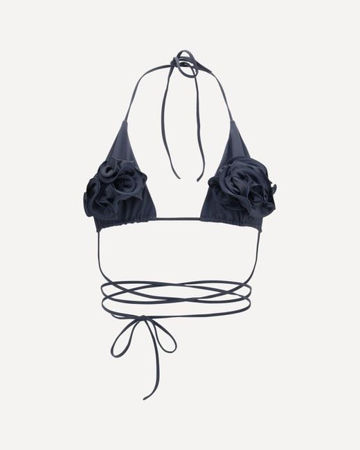 Magda Butrym Blue Floral Strappy Triangle Bikini Top