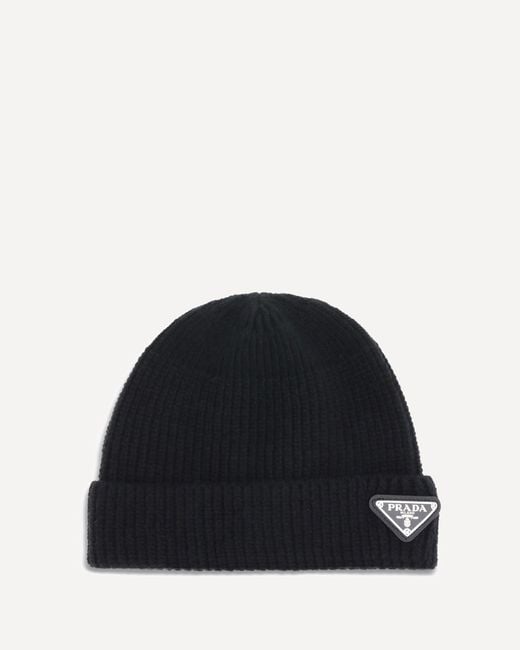 Cappello Beanie Con Placca Logata di Prada in Black da Uomo