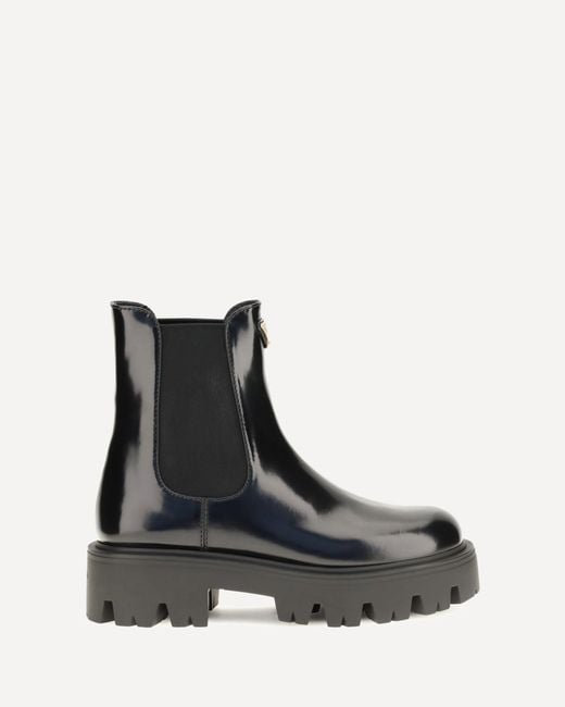 Prada Black Brushed Leather Ankle Boots