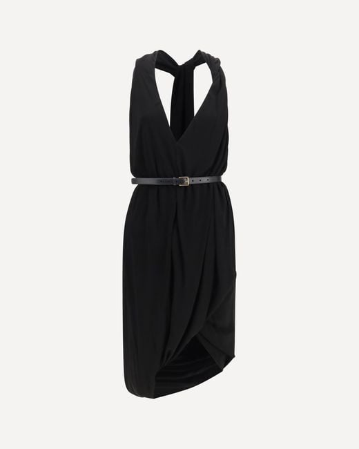 Loewe Black Draped Viscose Dress