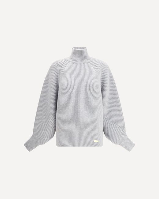 Balmain Gray Ribbed Knit Pullover