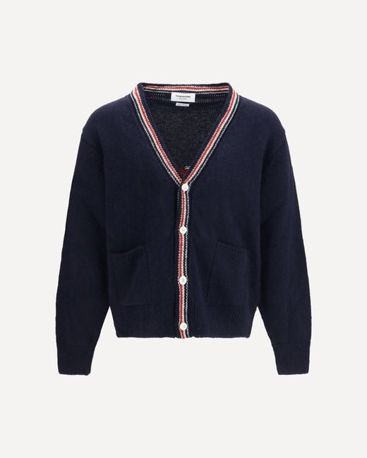 Thom Browne Blue Hector Donegal Yarn Cardigan for men
