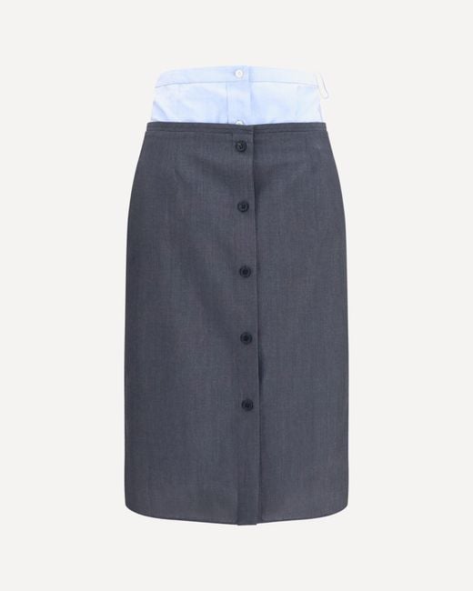 Prada Blue Double-Layer Midi Skirt