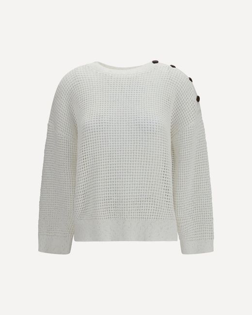 Brunello Cucinelli Gray Openwork Sweater With Shoulder Buttons