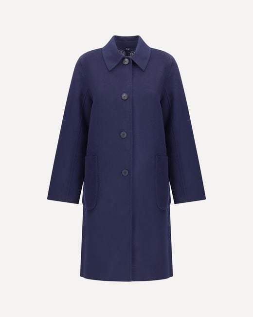 Tory Burch Blue Reversible Double-Face Wool Coat