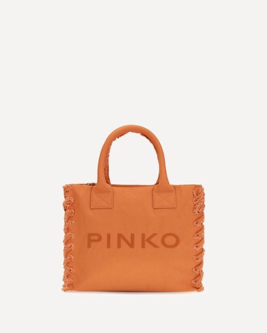 Pinko Orange Canvas Tote Bag
