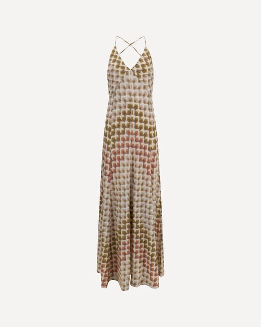 Missoni Natural Long Lamé Viscose Dress With Crossed Straps