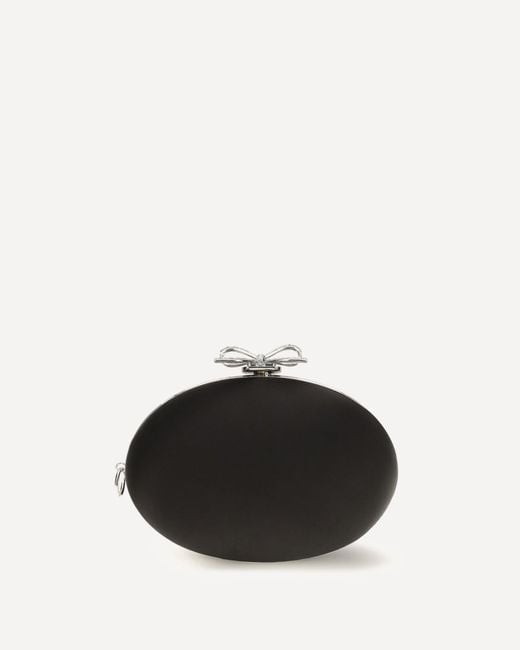 Self-Portrait Black Oval Satin Clutch