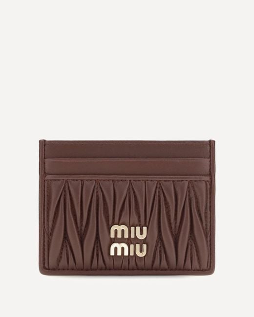 Miu Miu Brown Matelassé Nappa Leather Card Holder