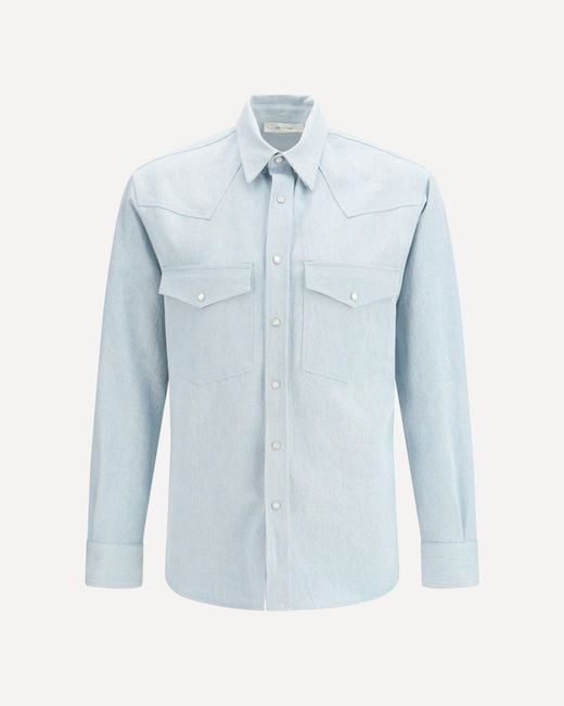 Umit Benan Blue Western Denim Shirt for men