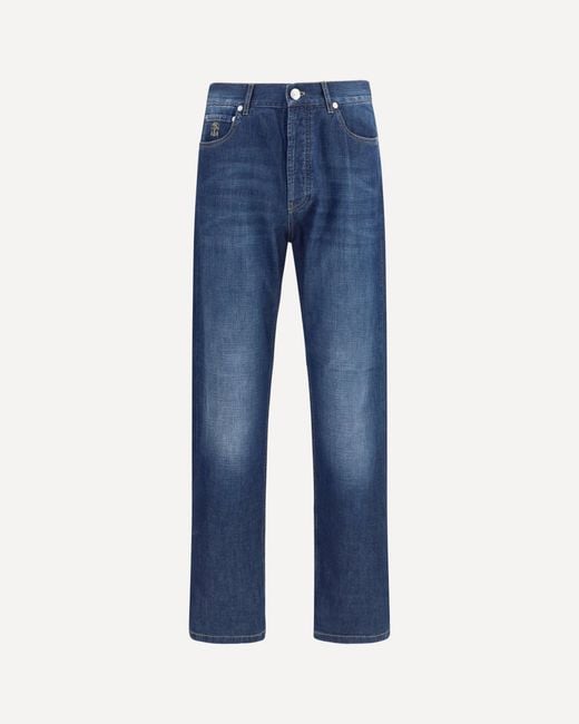 Brunello Cucinelli Blue Lightweight Denim Pants for men