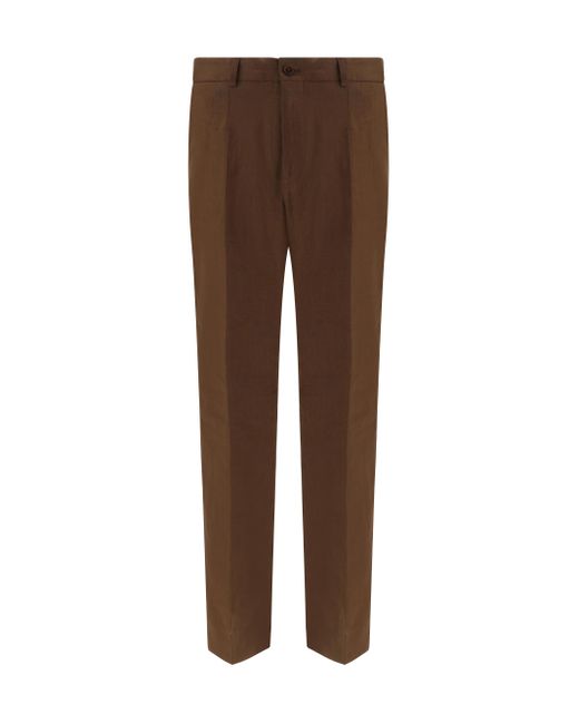 Dolce & Gabbana Brown Linen Trousers for men