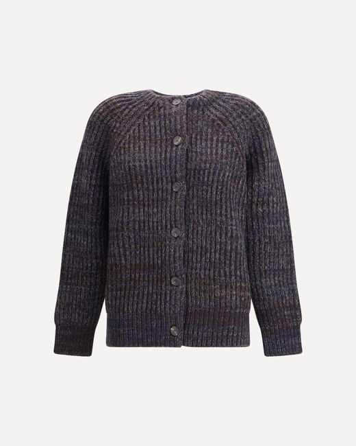Prada Blue Crew Neck Sweater With Button Closure