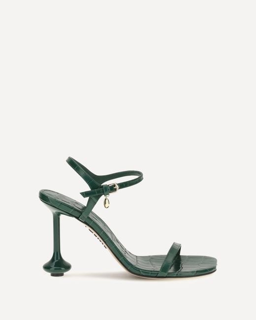Loewe White Toy Crocodile-Embossed Leather Sandals