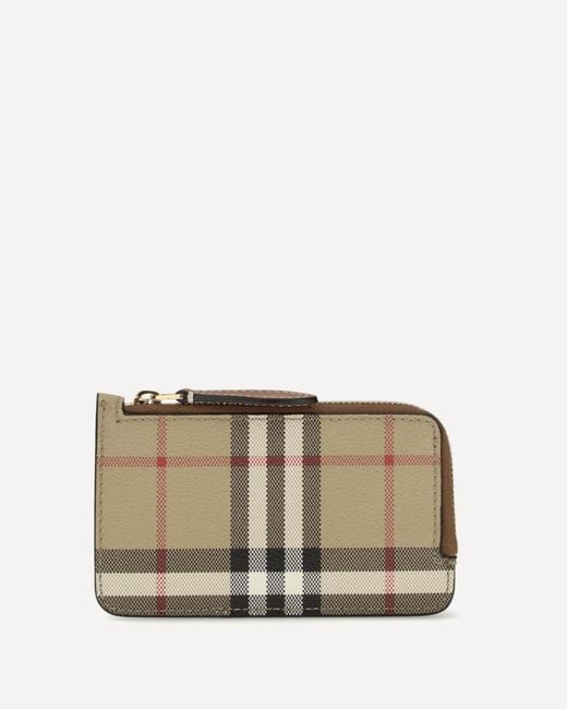 Burberry Natural Check Card Holder With Zipper
