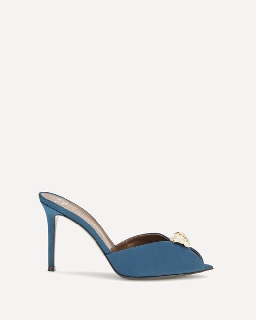 Giuseppe Zanotti Blue Intrigo Cocktail Mules Sandals