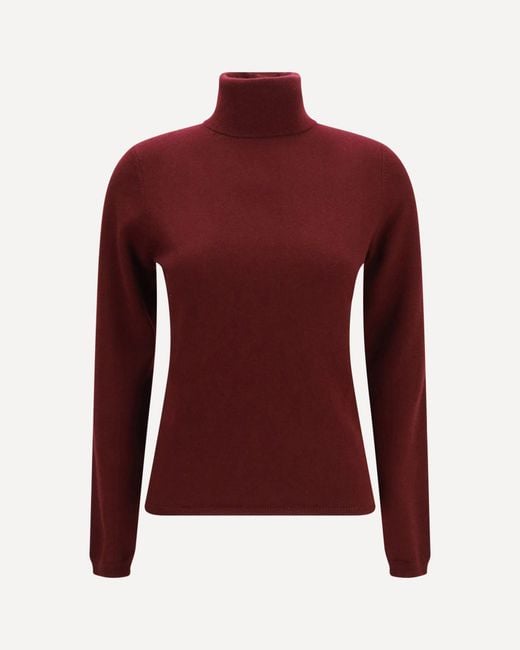 Allude Red Cashmere Turtleneck Sweater