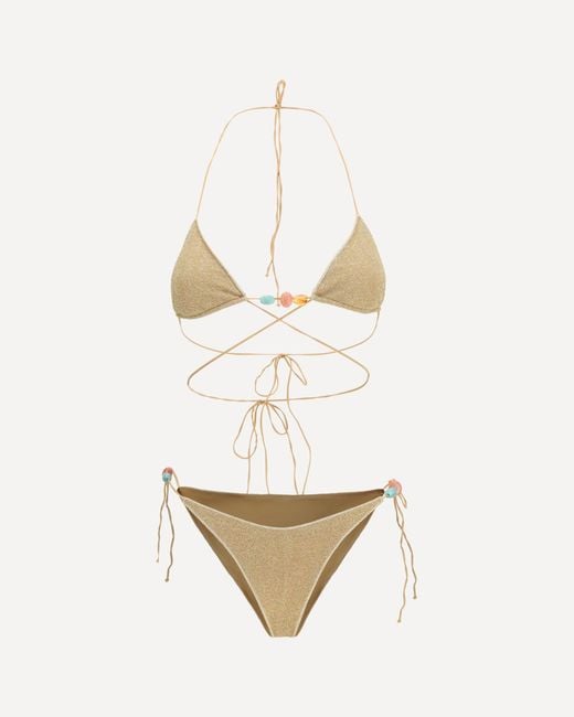 Oseree White Lumière Beads Bikini