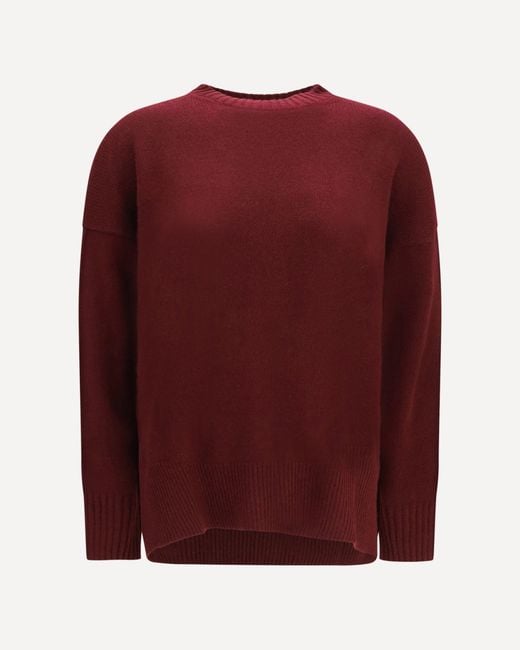 Allude Red Cashmere Crewneck Sweater