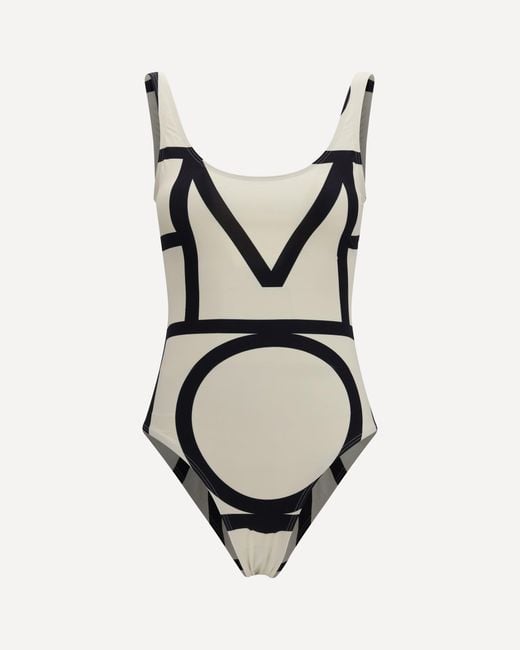 Totême Black Monogram One-Piece Swimsuit