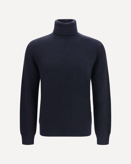 Brioni Blue Wool And Cashmere Turtleneck Sweater for men