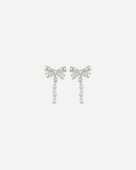 Self-Portrait Natural Crystal Bow Drop Earrings