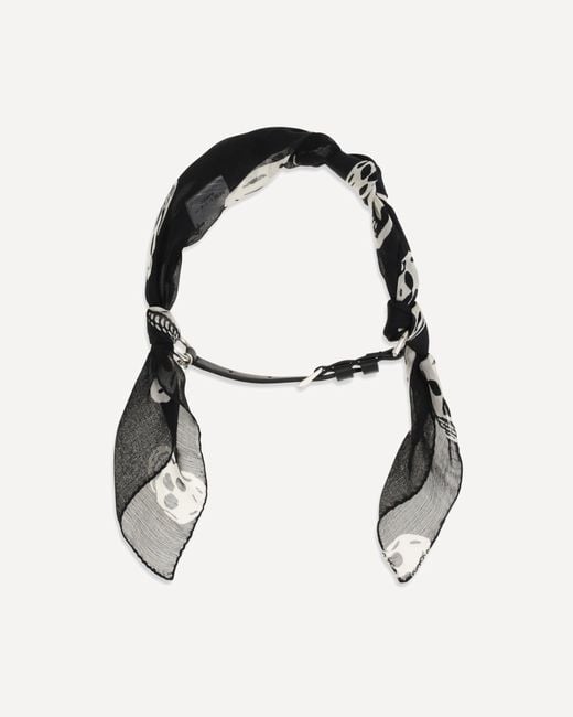 McQueen White Double-Wrap Skull Scarf Bracelet