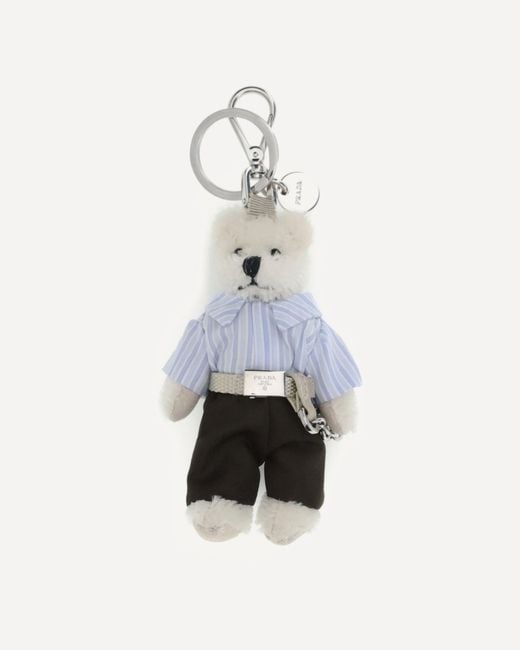 Prada White Teddy Keychain for men