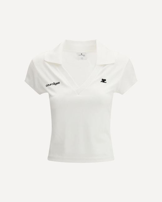 Courreges White Cotton Logo Polo