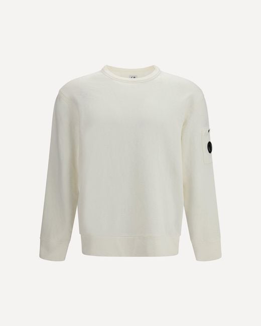 C P Company White C. P. Company Crewneck Sweatshirt for men