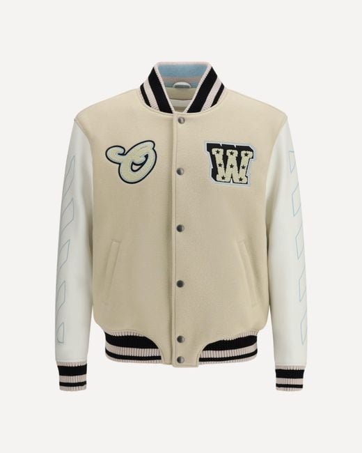 Off-White c/o Virgil Abloh Natural Varsity Star Logo Jacket for men