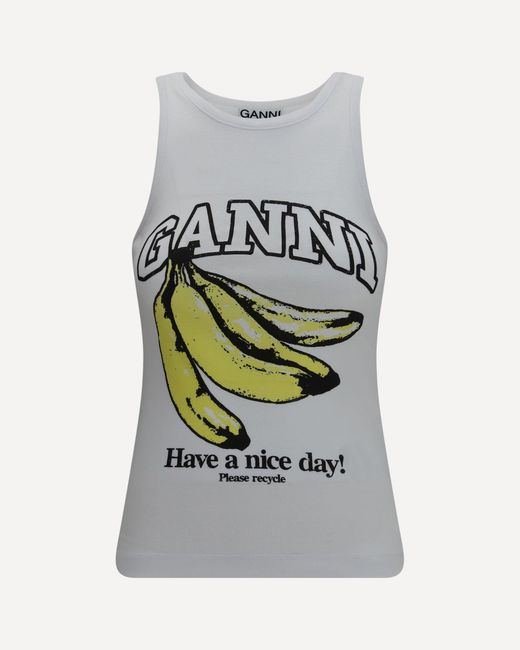 Ganni Gray Banana Cotton Tank Top