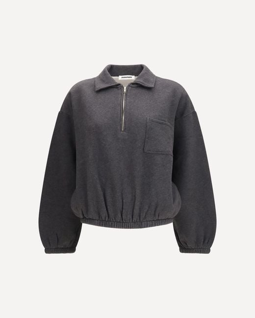 DARKPARK Gray Alva Crop Zip-Up Sweatshirt With Pocket