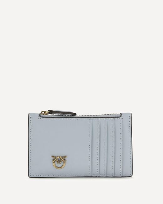 Pinko Gray Airone Leather Cardholder