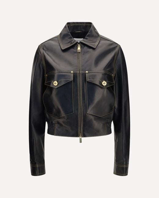 Versace Black Nappa Leather Jacket