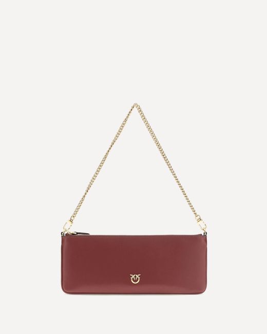 Pinko Red Horizontal Flat Leather Shoulder Bag