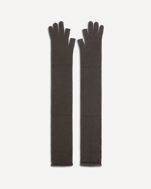 Rick Owens Black Long Fingerless Wool Gloves