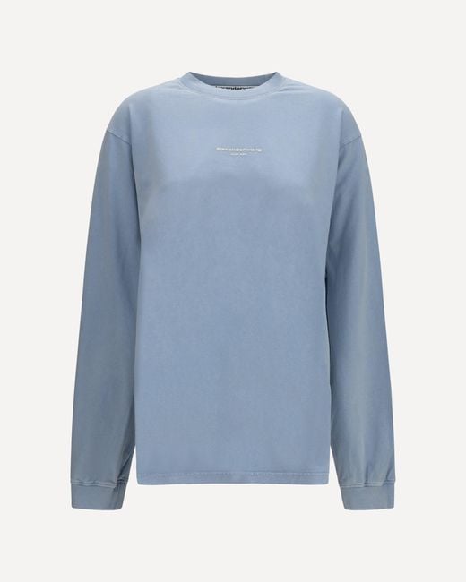 Alexander Wang Blue Long-Sleeve Logo T-Shirt
