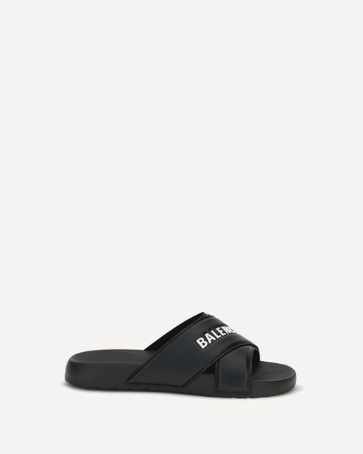Balenciaga Black Cross-Logo Slides for men