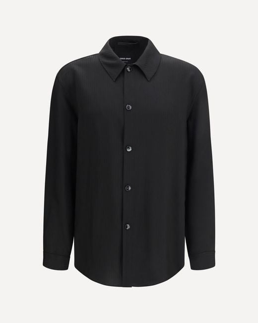 Giorgio Armani Black Chevron Viscose Twill Shirt for men