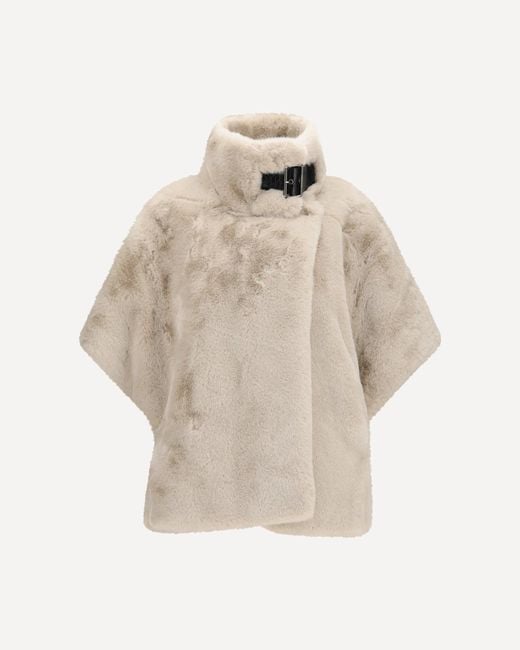 Pinko Natural Faux Fur Jacket With Buckle