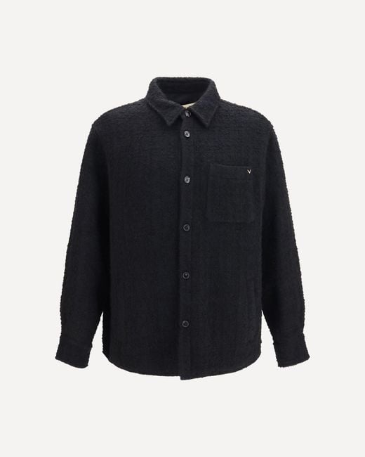 Valentino Blue Textured High-Neck Jacket for men