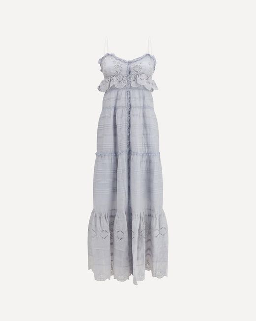 Isabel Marant White Paule Long Ruffled Dress