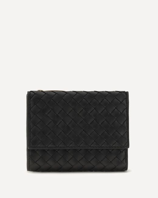 Bottega Veneta Black Intrecciato Trifold Wallet