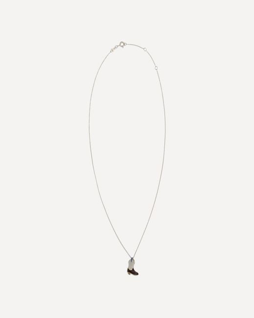 Aliita White Cowboy Boot Necklace