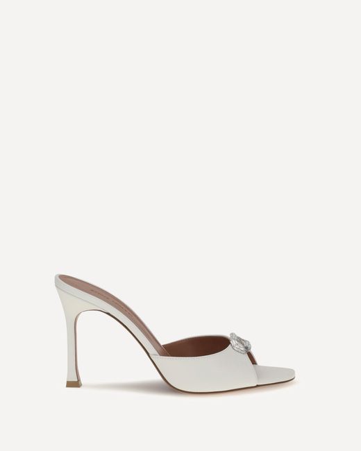 AMINA MUADDI Natural Camelia Leather Mule Sandals