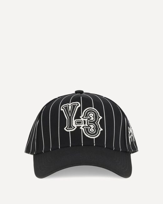 Y-3 Black Pinstripe Baseball Cap for men